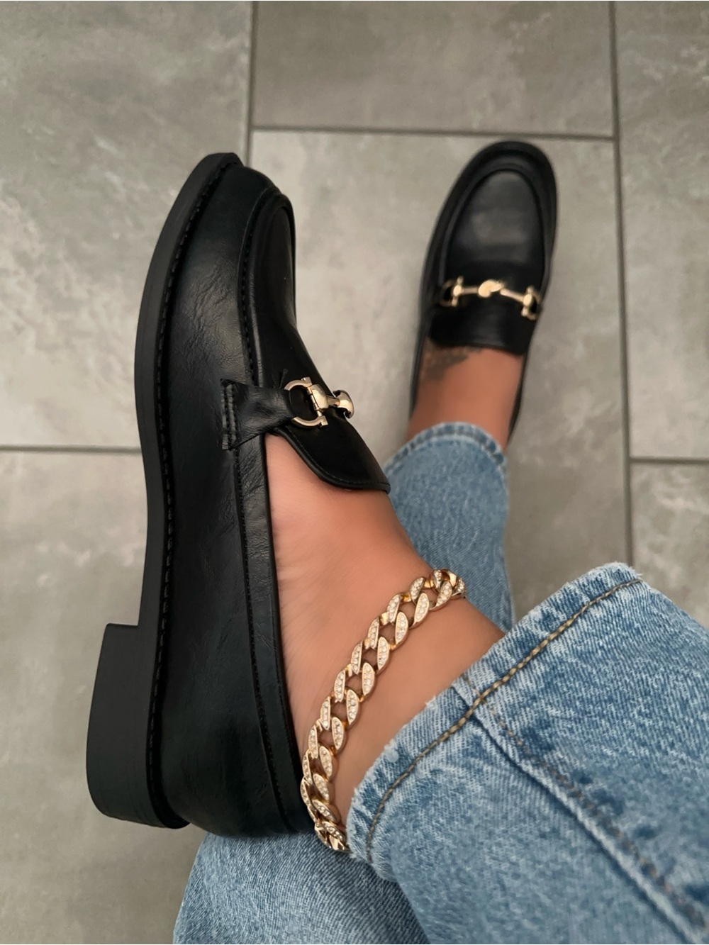✨ Classic Black Faux Leather Horsebit Loafers ✨
